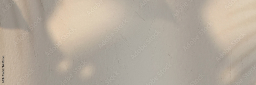 Fototapeta premium Tropical leaves shadow on a wall banner