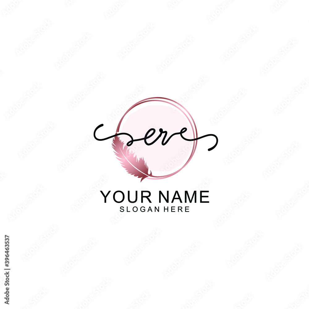 Initial ER Handwriting, Wedding Monogram Logo Design, Modern Minimalistic and Floral templates for Invitation cards Initial ER Handwriting, Wedding Monogram Logo Design, Modern Minimalistic and Floral templates for Invitation cards