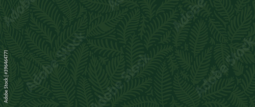 Luxury Nature green background vector. Floral pattern, Golden split-leaf Philodendron plant with monstera plant line arts, Vector illustration.