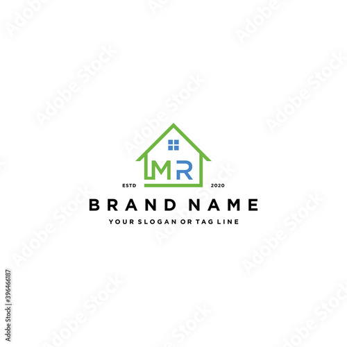 letter MR home logo design vector