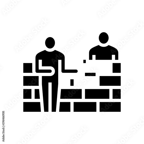 builders building wall glyph icon vector. builders building wall sign. isolated contour symbol black illustration