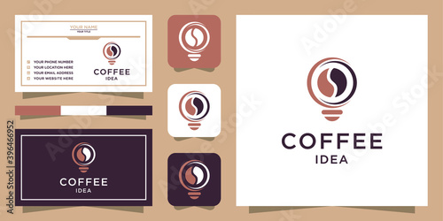 Coffee idea icon. coffee and bulb logo design. logo and business card template