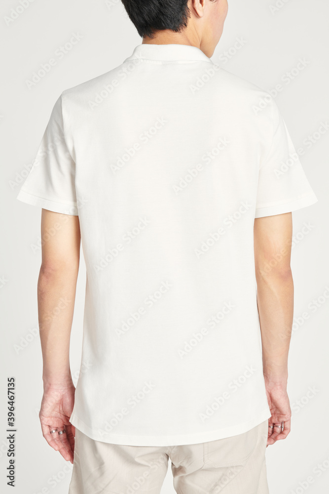 Men's white collared shirt rear view Men's white collared shirt rear view