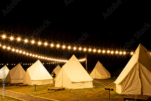 Pavilion tent during the night