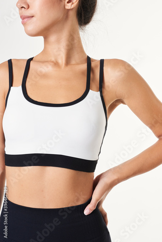 Sporty woman in a sports bra mockup