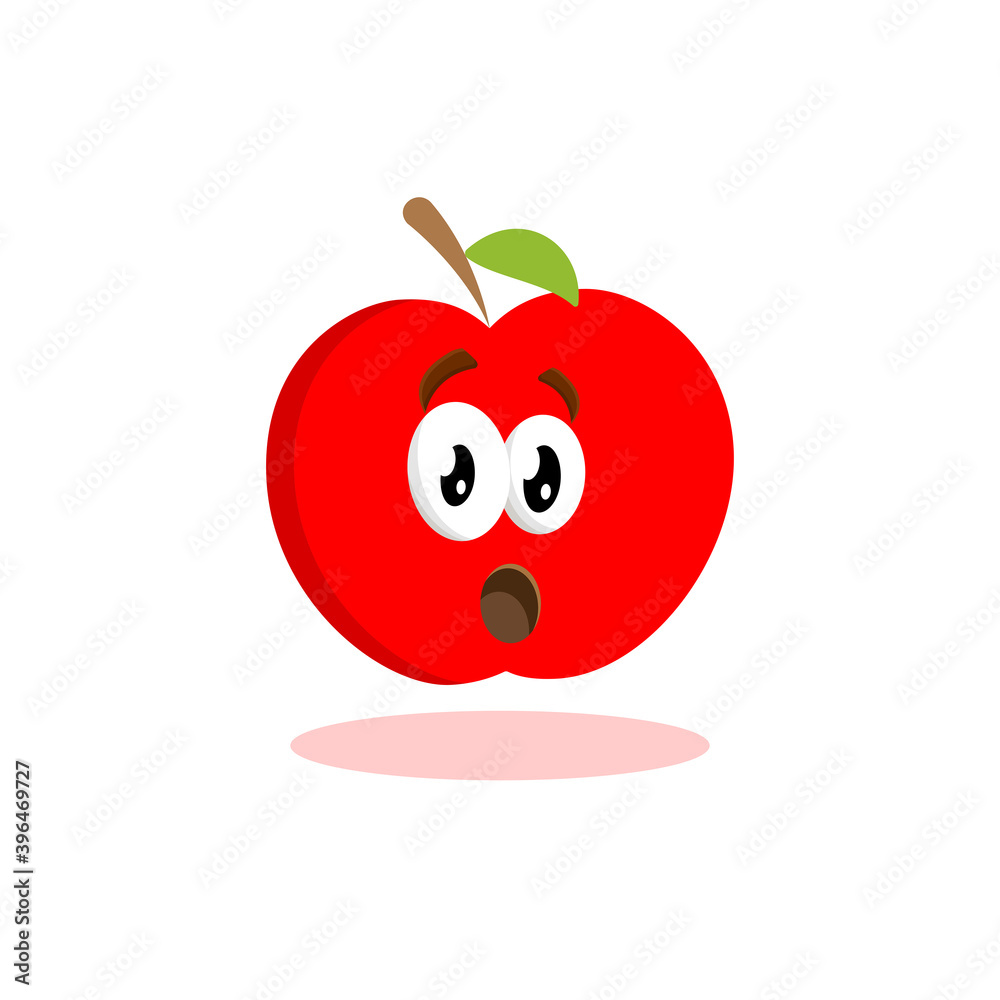 Obraz premium Apple logo mascot vector with emoticon pose and expression style