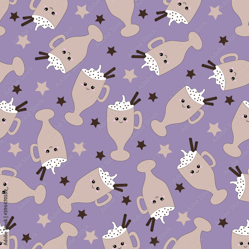Seamless pattern with eggnog. Vector illustration.	