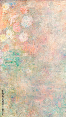 Peach floral wall textured background © Rawpixel.com