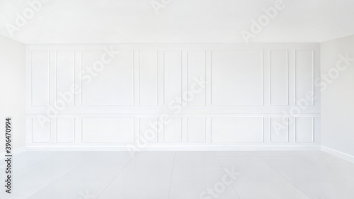 Minimal empty room with white patterned wall