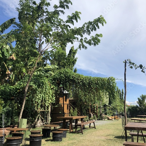retro cafe with a vintage barrel stool