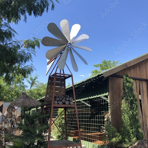 vintage small windwill in countryside