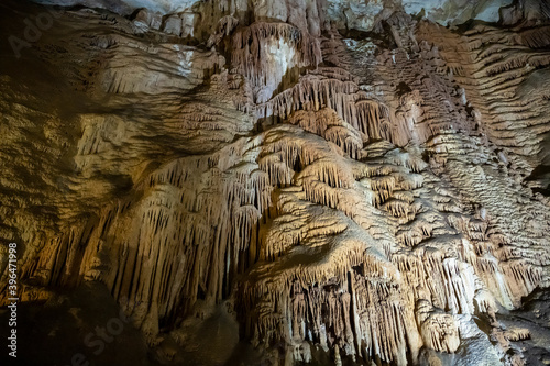 Interior view of the Mammoth cave in the Republic of Crimea, Russia. October 2, 2020