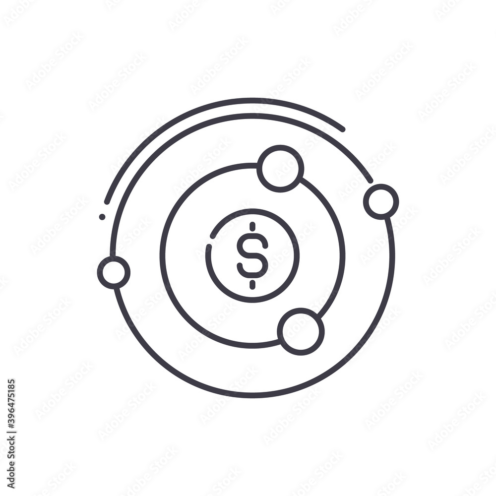 Money focus icon, linear isolated illustration, thin line vector, web design sign, outline concept symbol with editable stroke on white background. Money focus icon, linear isolated illustration, thin line vector, web design sign, outline concept symbol with editable stroke on white background.