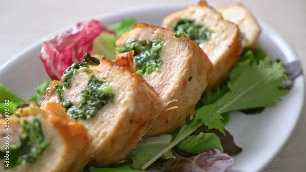 Baked chicken breast stuffed with cheese and spinach Baked chicken breast stuffed with cheese and spinach
