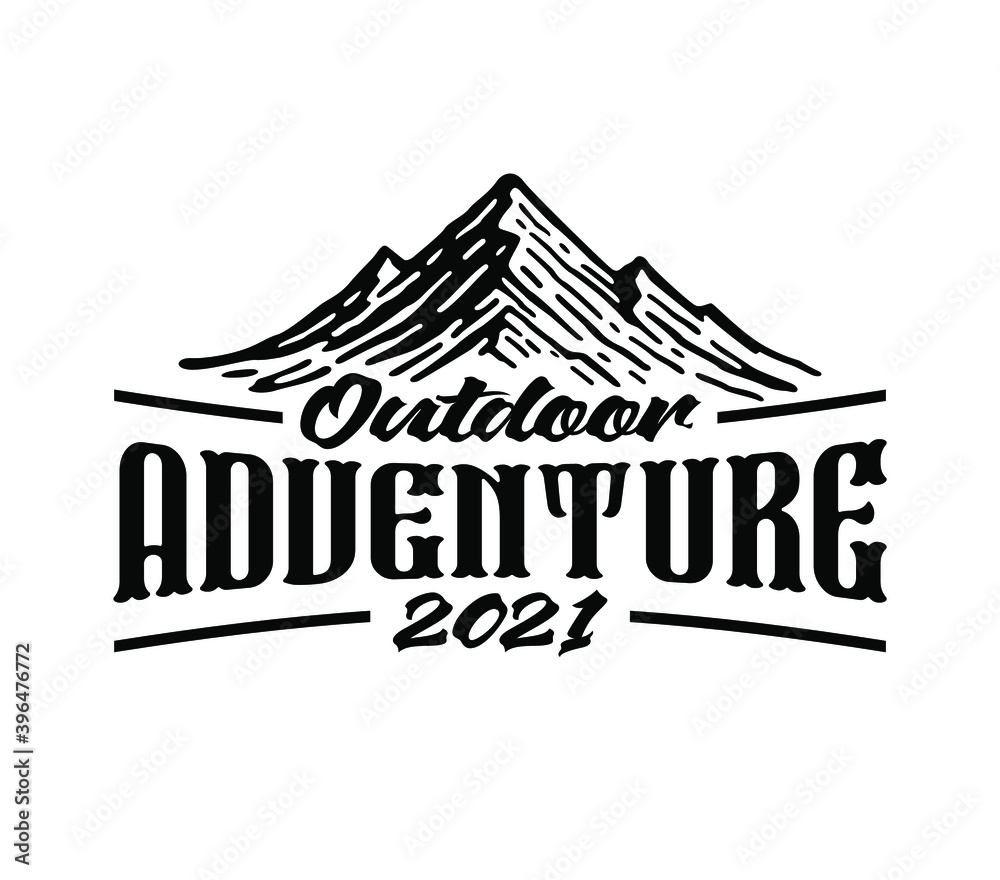 mountain and outdoor adventures logo in vintage design