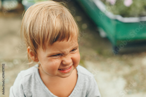 Portrait of babywith big eyes. Face of small child photo