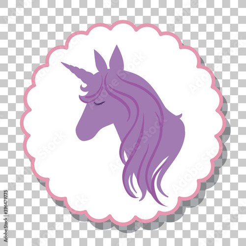 Unicorn head silhouette isolated on transparent background