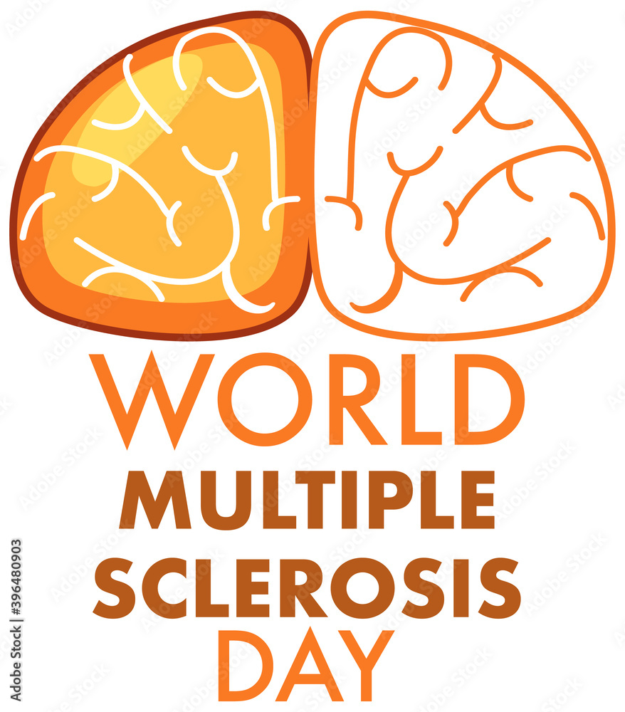 Fototapeta premium World Multiple Sclerosis Day with brain symbol logo or banner on white background