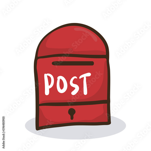red post box for mails comic cartoon style illustration