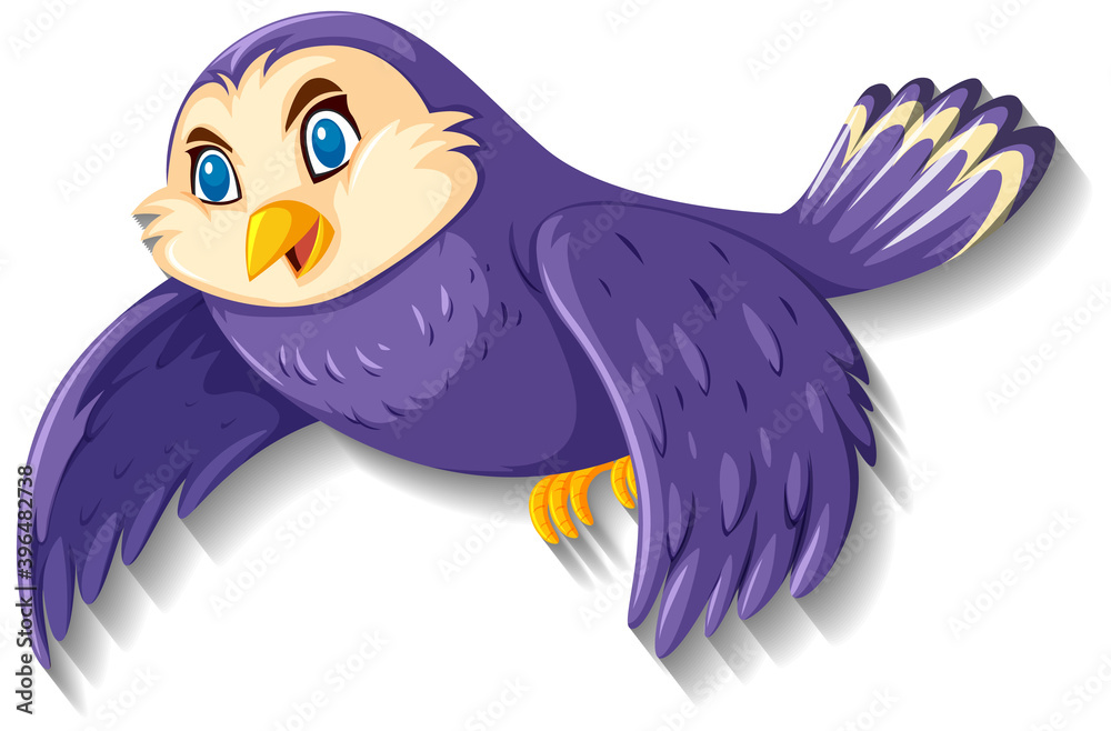 Cute purple bird cartoon character Stock Illustration | Adobe Stock