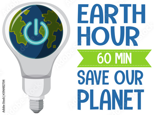 Fototapeta Naklejka Na Ścianę i Meble -  Earth Hour campaign poster or banner turn off your lights for our planet 60 minutes
