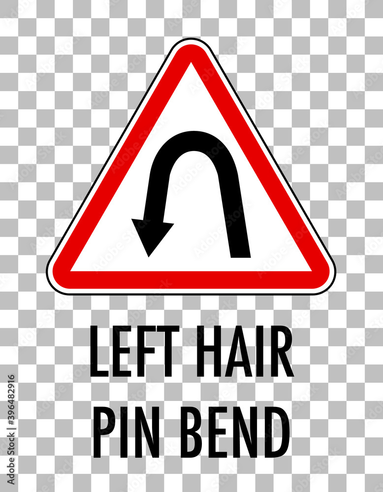 Left hair pin bend sign isolated on transparent background Left hair pin bend sign isolated on transparent background