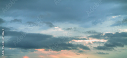 Beautiful pink and blue sky in the morning, before sunrise.