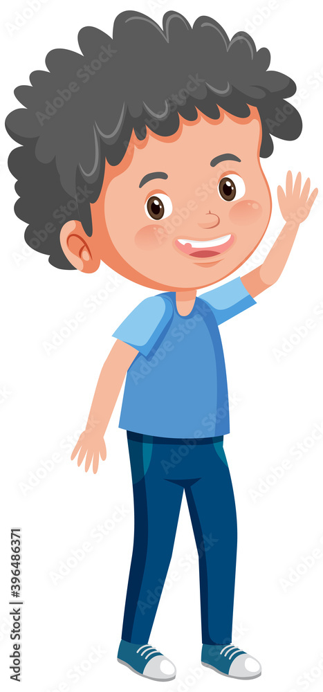 Cute boy smile in standing pose cartoon character isolated on white background Cute boy smile in standing pose cartoon character isolated on white background