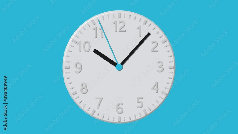 flat white wall clock on a blue background flat white wall clock on a blue background