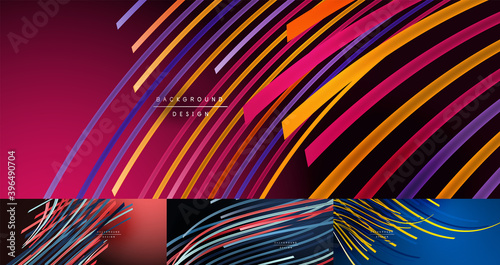 Set of abstract colorful lines vector backgrounds. Internet  big data and technology connections concept  abstract templates