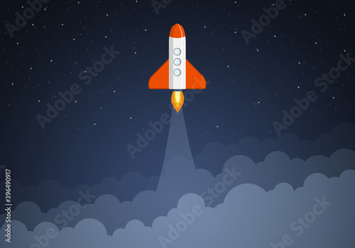 Rocket takes off into outer space