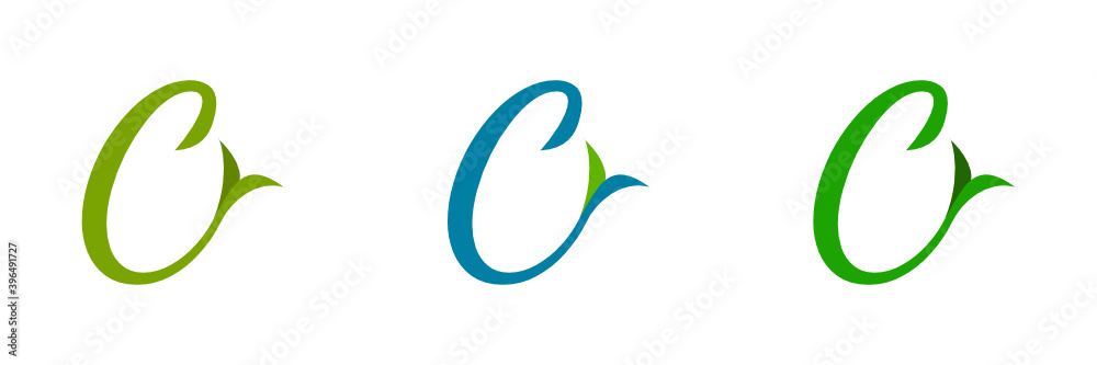 C letter and leaf logo illustration design vector C letter and leaf logo illustration design vector