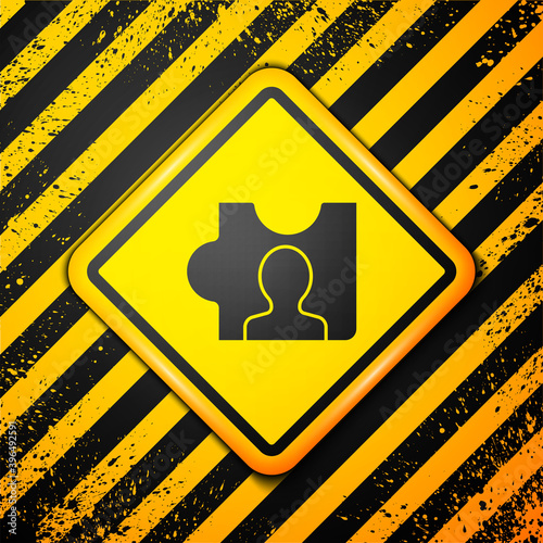 Black Head hunting icon isolated on yellow background. Business target or Employment sign. Human resource and recruitment for business. Warning sign. Vector.