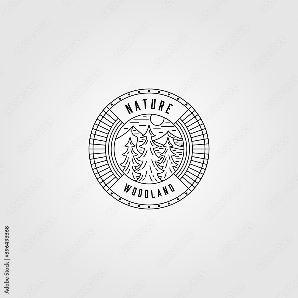 Obraz premium vintage nature woodland line art logo vector illustration design