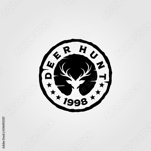 deer hunt vintage logo vector illustration design