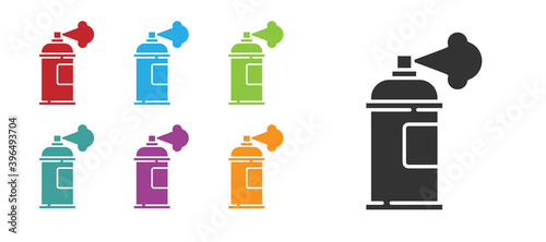 Black Paint spray can icon isolated on white background. Set icons colorful. Vector.