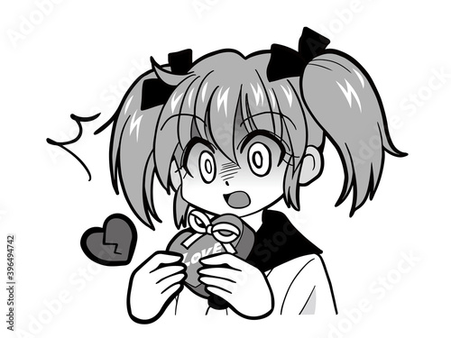 失恋しショックを受けるバレンタインチョコを渡すセーラー服の少女
