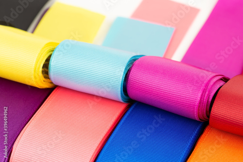 Colorful grosgrain ribbons photo