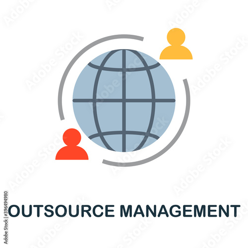 Outsource Management flat icon from reputation management collection. Simple line element Outsource Management symbol for templates, web design and infographics