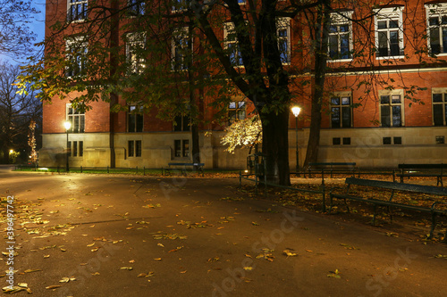 KRAKOW, POLAND - NOVEMBER 26, 2020: Main building of Jagiellonian University