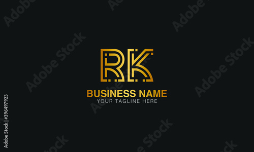 RK R K initial based letter typography logo design vector