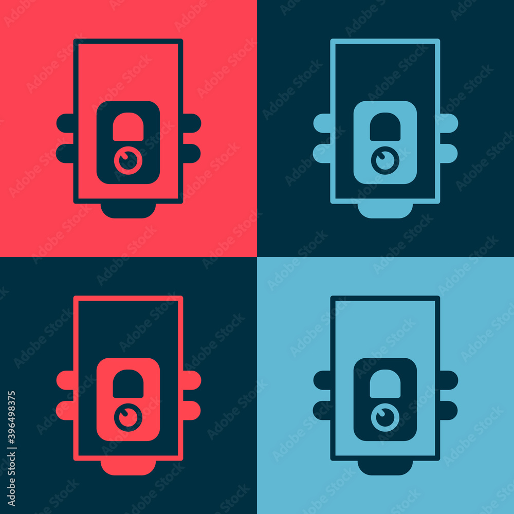 Pop art Gas boiler with a burning fire icon isolated on color background. Vector. Pop art Gas boiler with a burning fire icon isolated on color background. Vector.