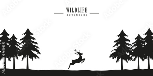 wildlife adventure deer in forest vector illustration EPS10