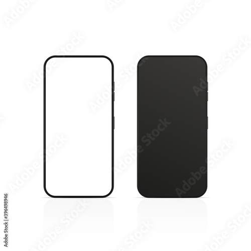 Realistic smartphone with a white screen. Vector telephone in 3d.