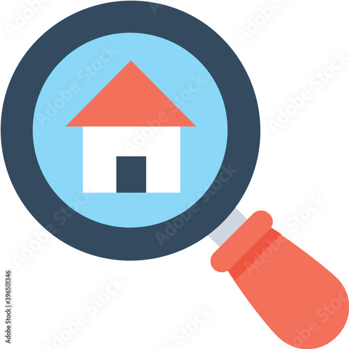  House Search Flat Vector Icon 