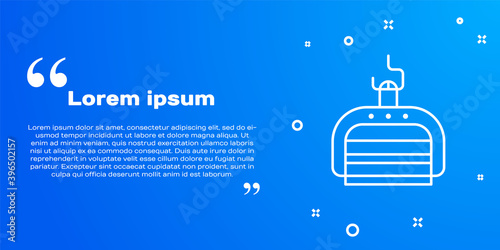 White line Ski lift icon isolated on blue background. Vector Illustration.