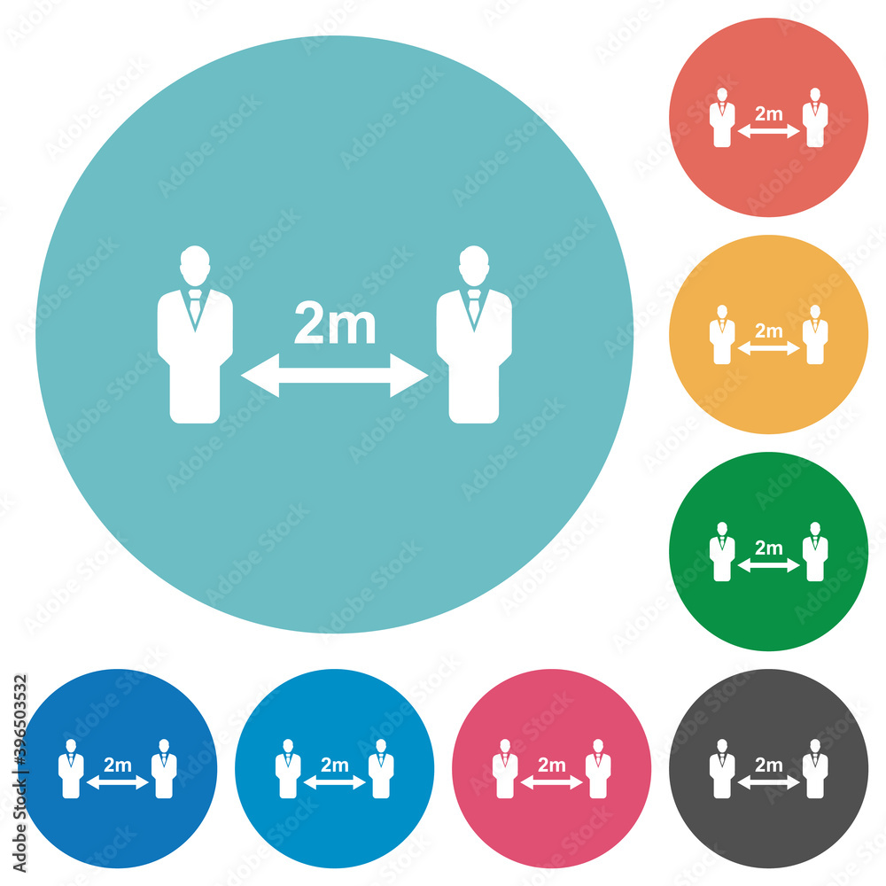 Social distancing 2 meters flat round icons Social distancing 2 meters flat round icons