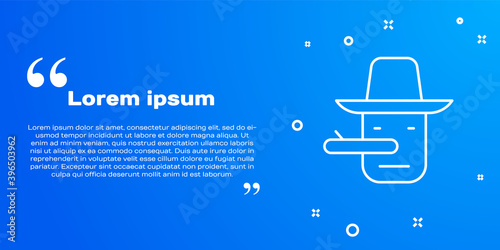 White line Pinocchio icon isolated on blue background. Vector.