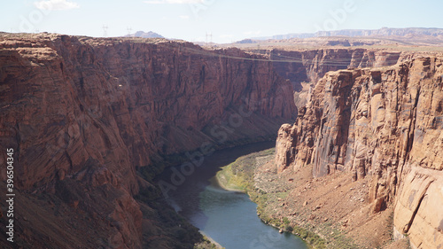 Horseshoe Bend formed by the Colorado River in the arid desert landscape of Arizona, USA.