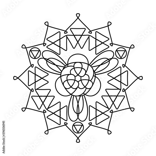 Triangle feminine uterus circle vector mandala coloring book